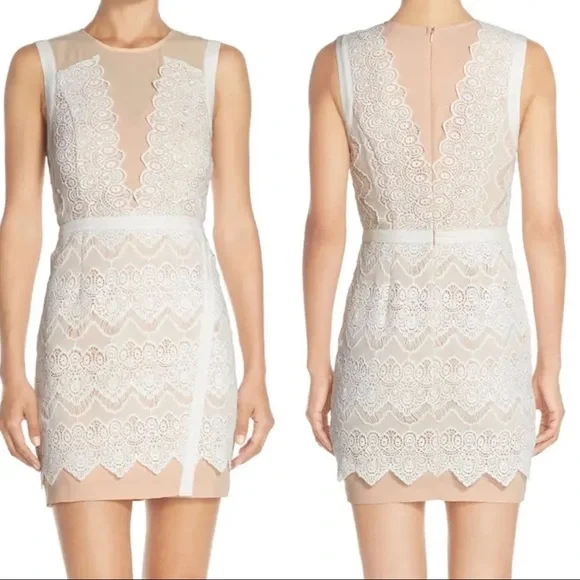 Anthropologie M Illusion Lace Sheath Mini Dress Pink - Picture 12 of 16